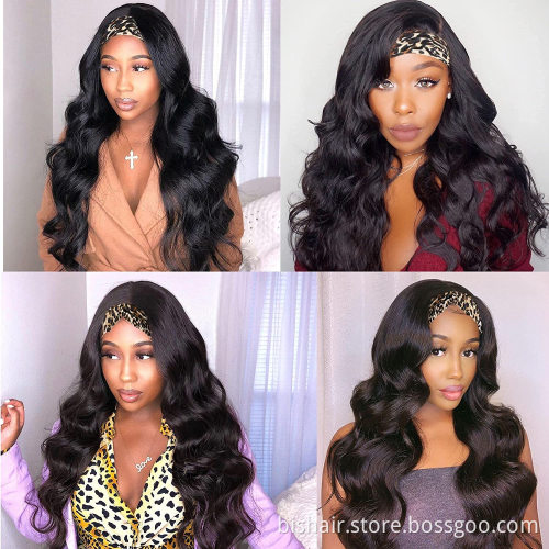 Long wavy headband wig black non-colloidal wave synthetic wig, suitable for women, headband, natural color wholesale